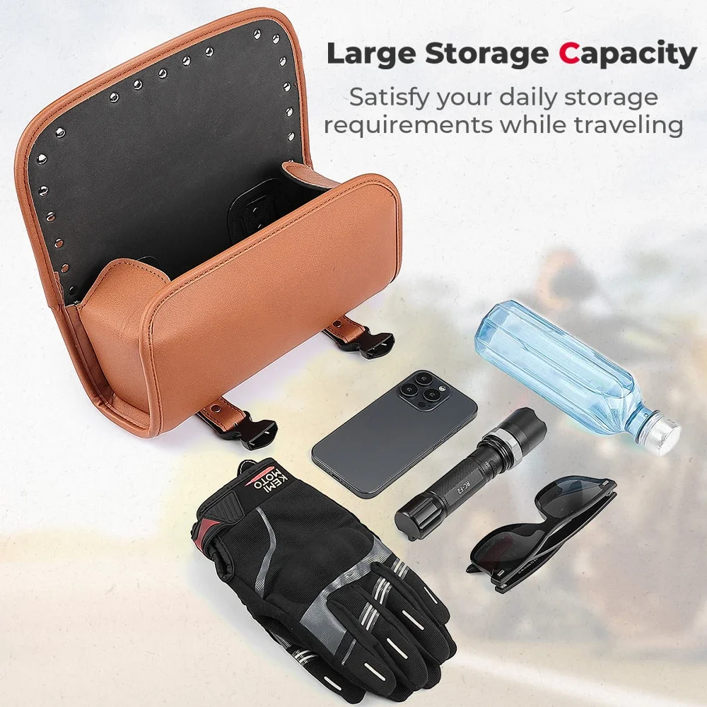 sac de fourche à outils de moto rétro en cuir pu, sacoche universelle pour fourche avant, guidon, pochette de rangement sissybar, sacs en rouleau pour moto