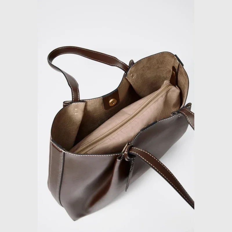 sac fourre tout, sac fourre tout à poignée à la mode, sac à bandoulière simple de couleur unie, sac à main pour femme au design luxueux, pour un usage quotidien décontracté