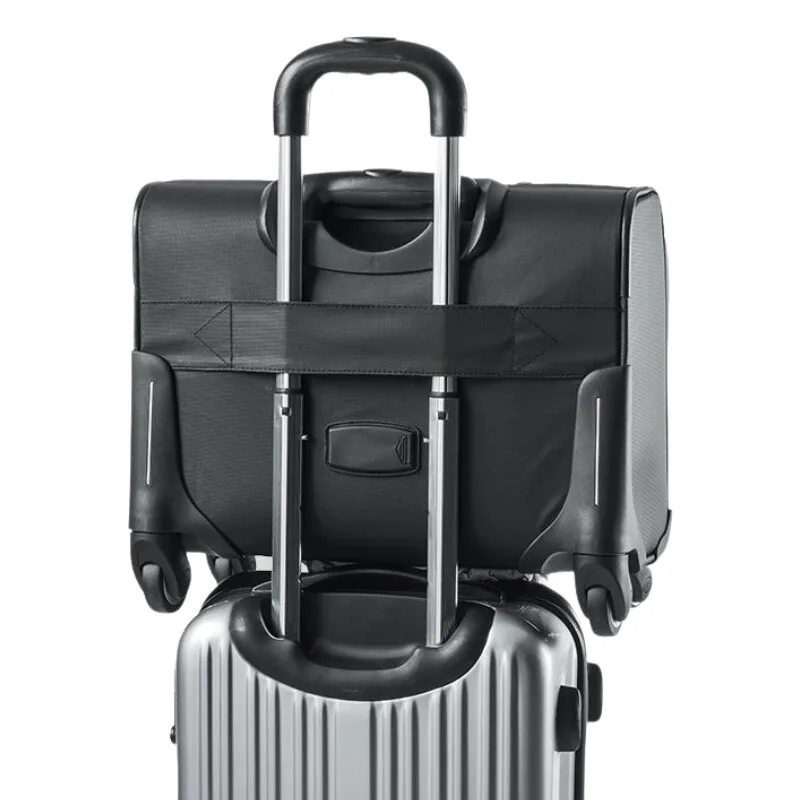 bagage roulant d'affaires pour hommes, sac de voyage à roulettes de 15.6 pouces, valise super étanche pour pilote