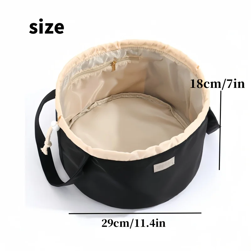 sac à cosmétiques seau de grande capacité, organisateur de voyage de maquillage à cordon avec sangle réglable, poches supérieures rabattables, cadeau