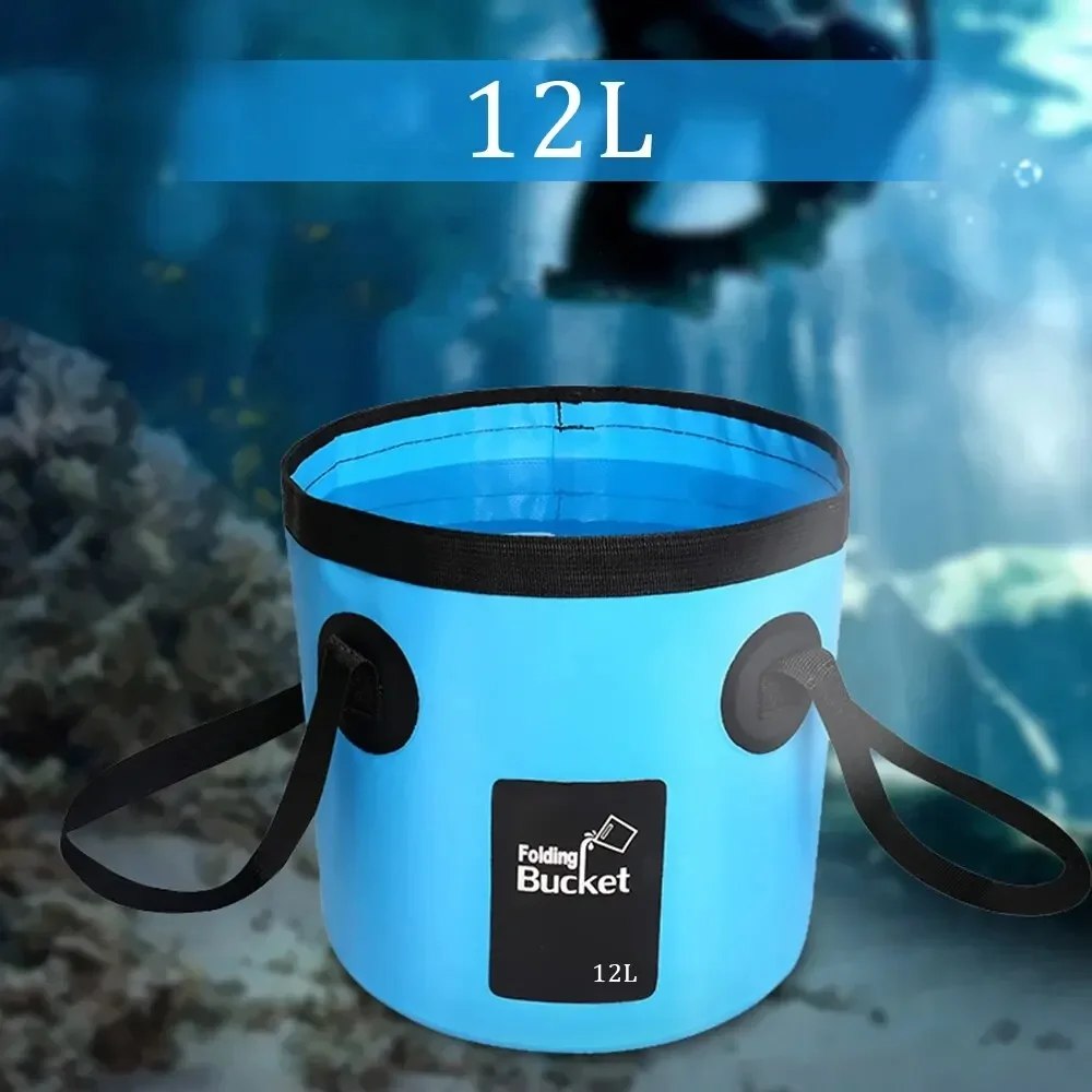seau pliant portable de 12l pour voyage en plein air, seau d'eau pliable, bol d'évier, sac de lavage, seau de lavage de voiture multifonction pour le camping