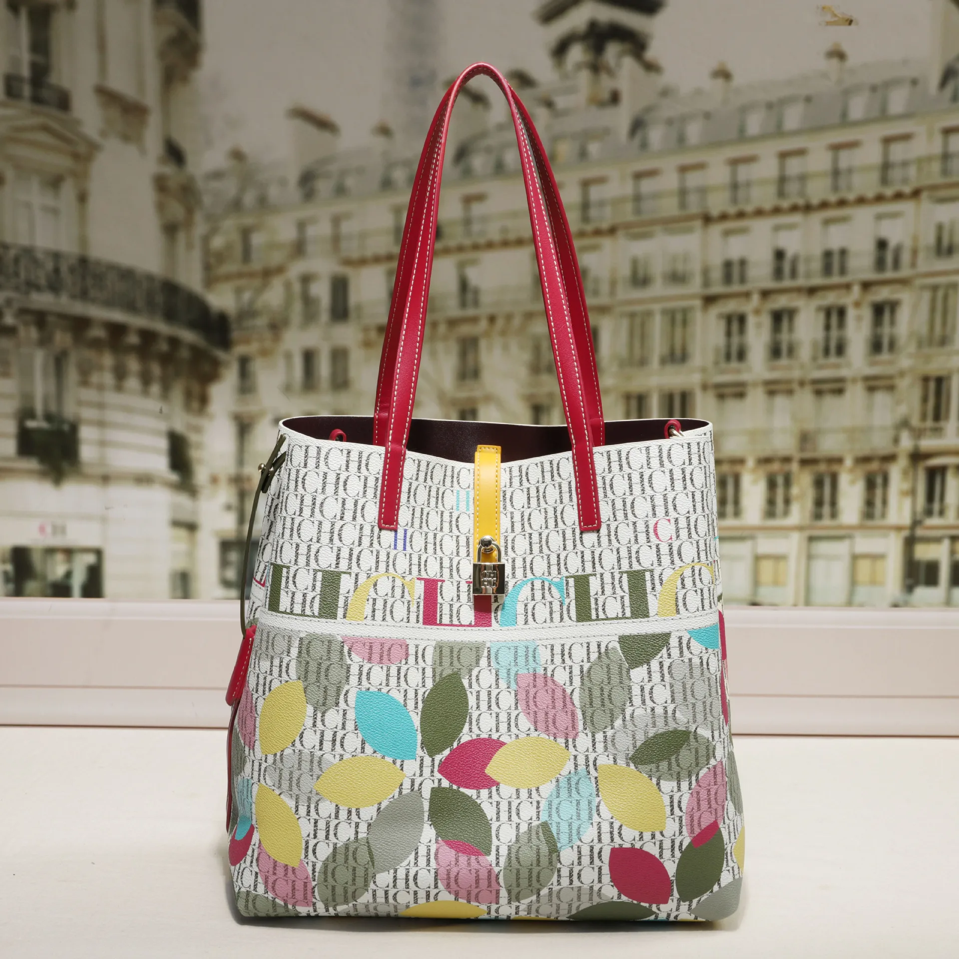 carolina herrera – sac seau tendance, fourre tout de style rétro, grande capacité, rue polyvalent, lettre imprimée, sac de luxe léger pour fille