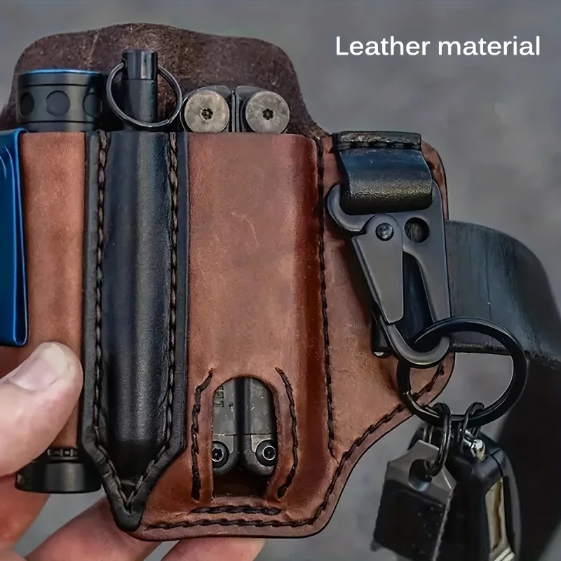 ceinture tactique multi outils, sac en cuir, sac de rangement d'outils portables, étui de camping en plein air chasse taille pochette en cuir pu