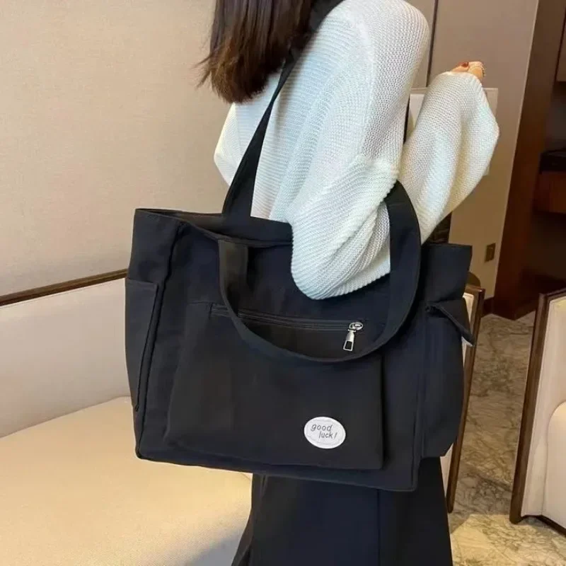 sac à bandoulière en toile pour femmes, fourre tout de grande capacité pour étudiantes, sac à main de banlieue, nouvelle collection 2024