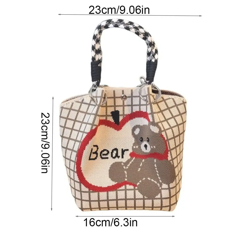 sac seau décontracté papillon dessin animé ours doux tricoté sac à main style coréen sac fourre tout pour femmes filles