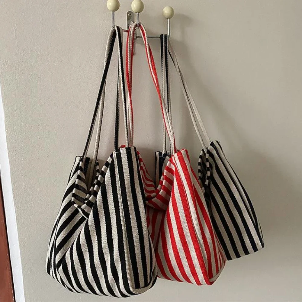 femme décontracté multifonctionnel voyage poignée supérieure sac à main grande capacité toile femmes shopper fourre tout simple rayé sac à bandoulière 2025