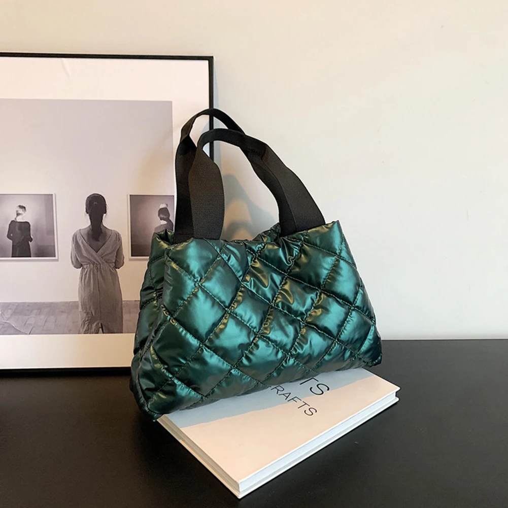 sac à main hobo matelassé pour femmes, grande capacité, sac à poignée supérieure, doux, couleur unie, portable, en coton, pour filles, hiver