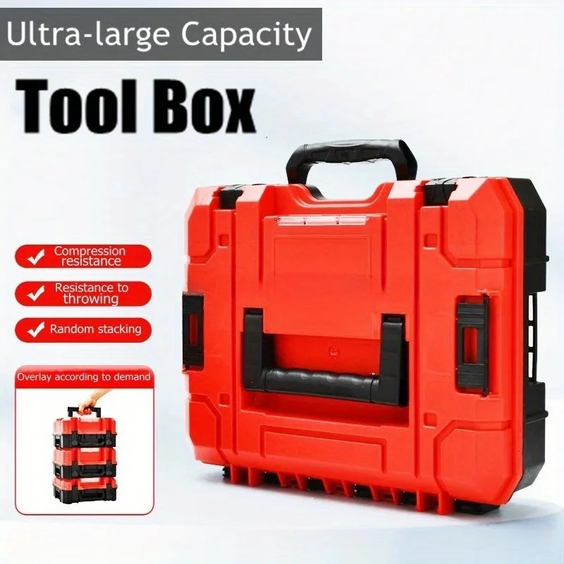 boîte à outils empilée en plastique, valise multifonctionnelle, boîte à outils de rangement de matériel, organisateur d'outils portables pour électricien charpentier