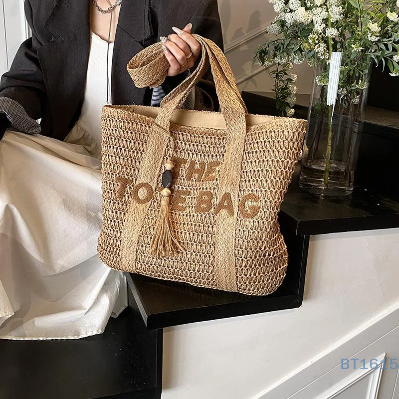 Fourre-tout à la mode de grande capacité, sac à bandoulière tissé de Style français rétro, parfait pour les vacances ou les cadeaux de plage d'été pour dames