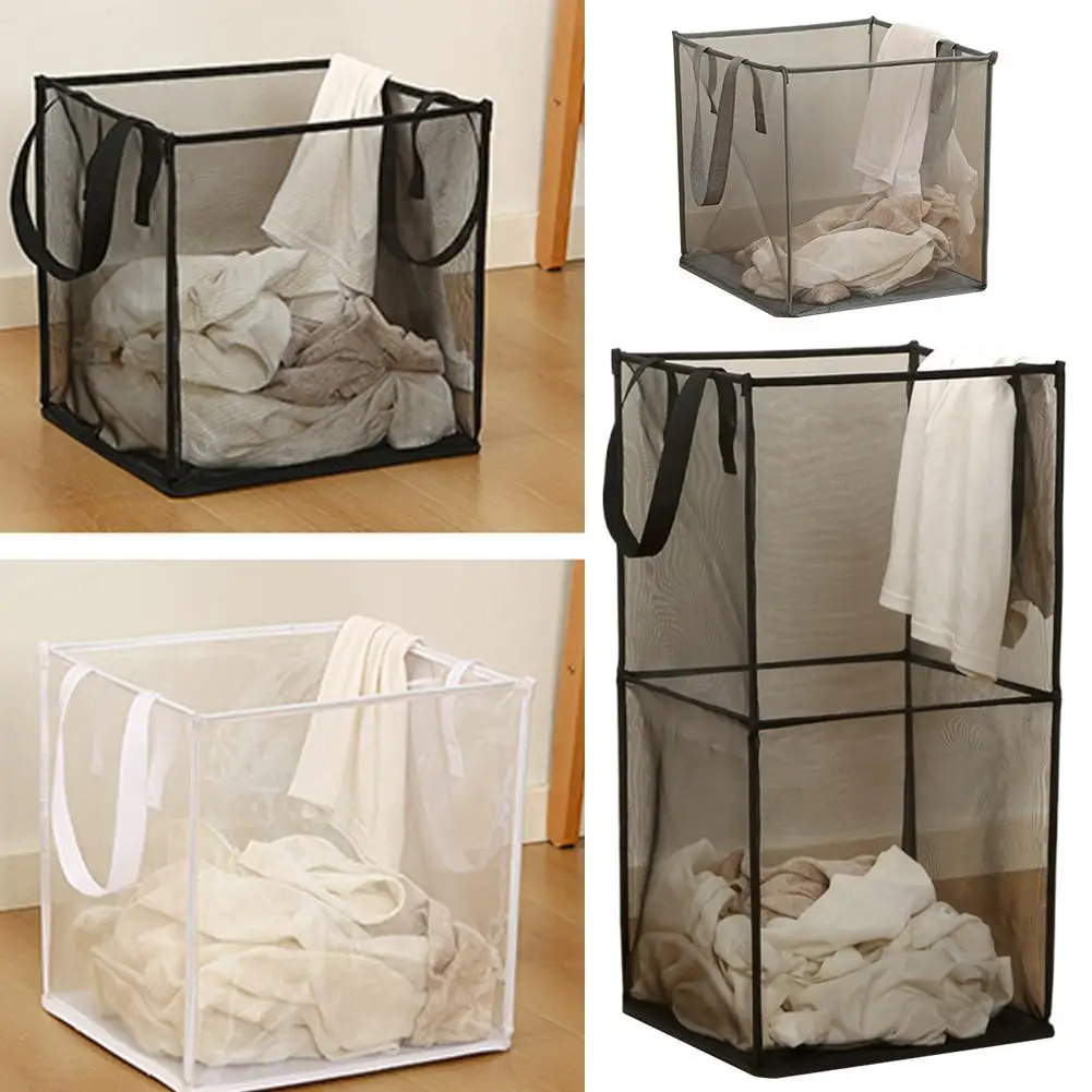 Panier à linge carré pliable, Durable, respirant, sac de rangement en maille de grande capacité, panier à linge Simple pour salle de bain