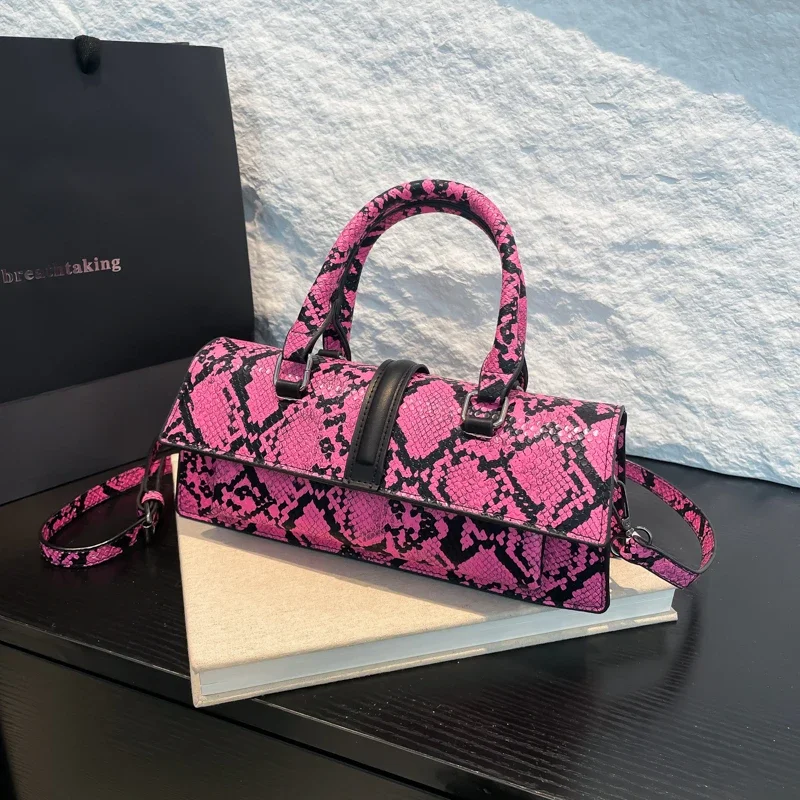 2025 mode nouvelle offre spéciale motif serpent pu baguette sacs à main popularité personnalité polyvalent femmes sacs à bandoulière et à bandoulière