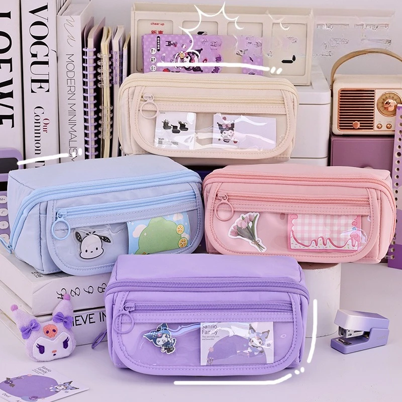 trousse à crayons de grande capacité avec fermeture éclair, sac de papeterie portable pour le rangement des fournitures scolaires et de bureau pour étudiants