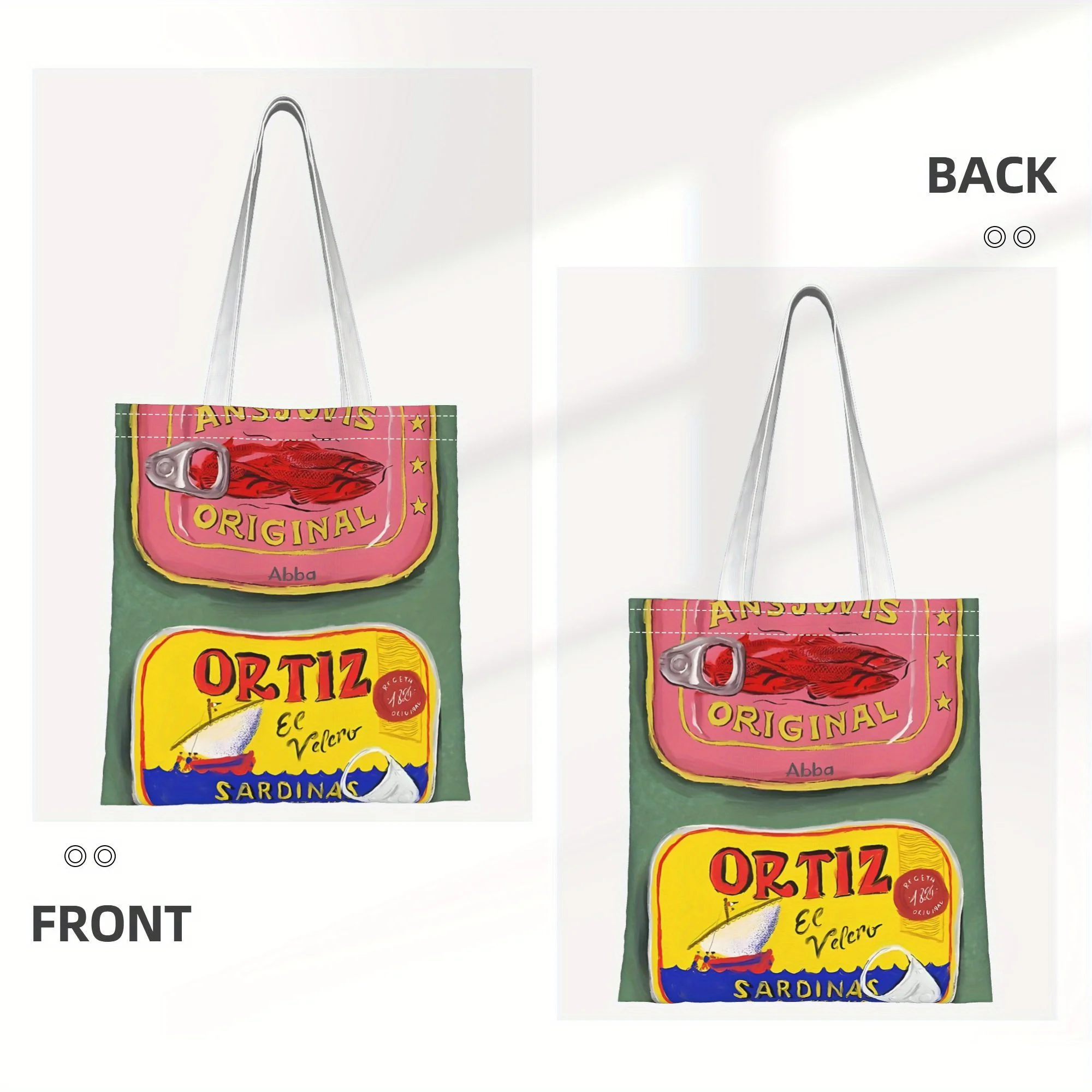 sac fourre tout chic au design sardine – durable, bandoulière fixe, sac à main de shopping sans fermeture avec poche pour accessoires