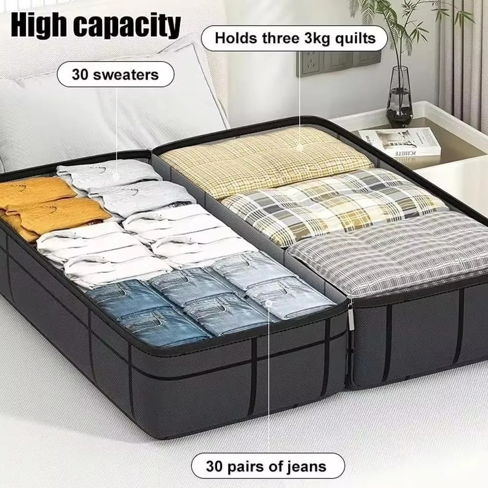 sac de rangement pour vêtements épais, sac de rangement pour couette à double fermeture éclair de grande capacité, sac d'emballage mobile réutilisable anti poussière