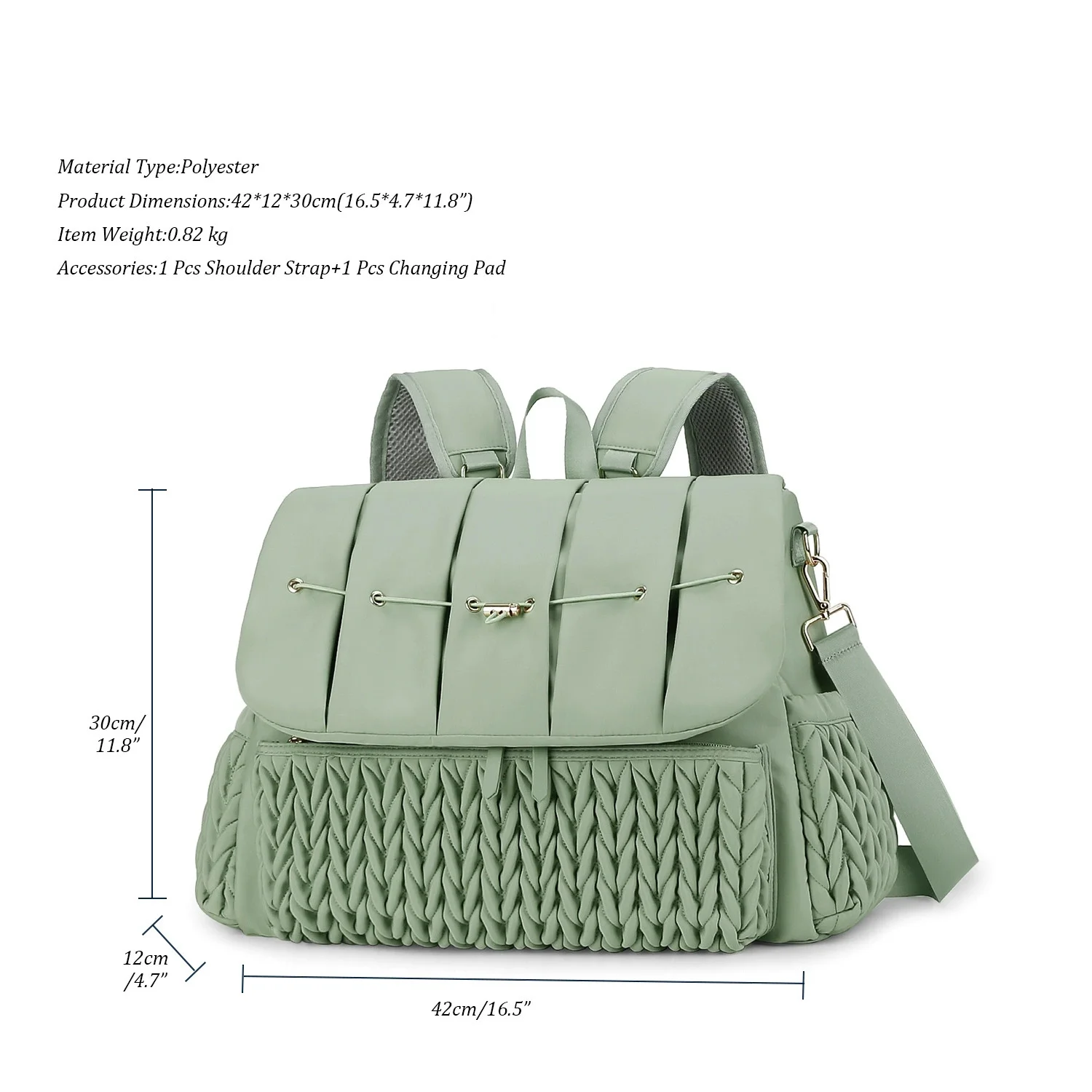 sac mère matelassé brodé, sac à main à une épaule à la mode, isolation thermique extérieure, sac à couches étanche, sangles détachables