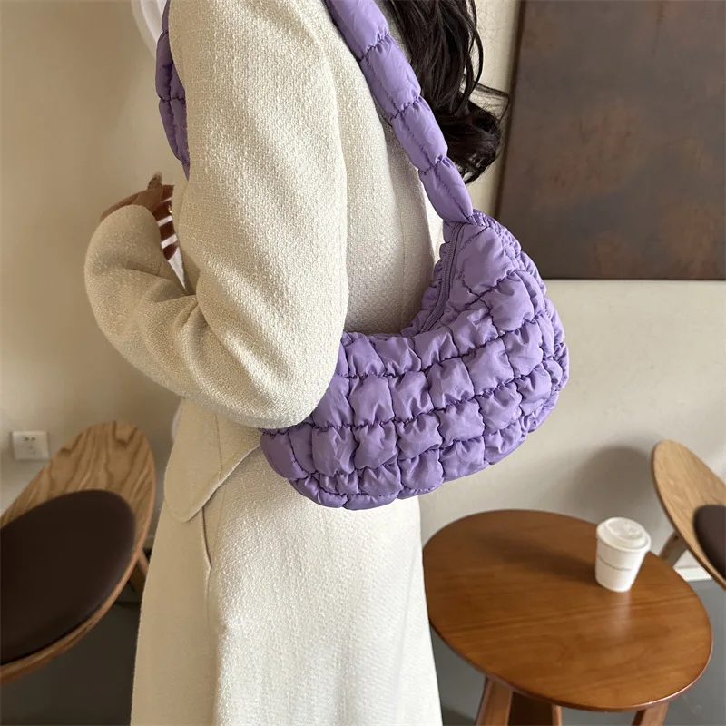sacs à bandoulière plissés matelassés pour femmes sac rembourré sacs à main en nylon sac à main seau bulles de nuage hobo puffer sac fourre tout en nylon bolsas
