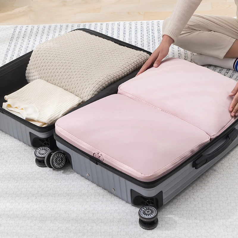 sac de cubes d'emballage à compression de voyage, valise portable, organisateurs de vêtements, étuis de rangement de bagages étanches, sacs à tiroirs 4 pièces/ensemble