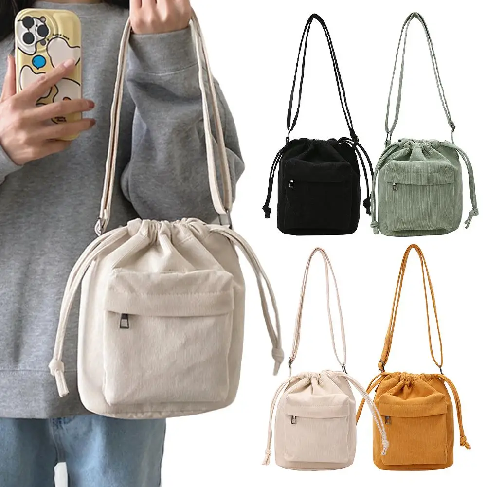 Nouveau sac à bandoulière moyen Style coréen sac seau à cordon sac à bandoulière à la mode et minimaliste sac à bandoulière décontracté