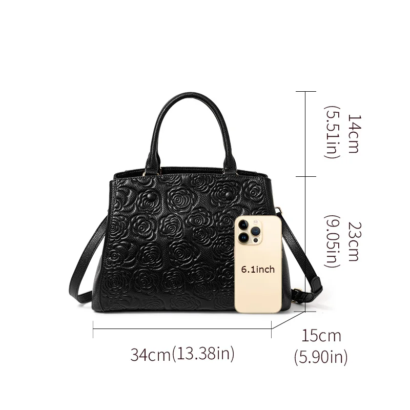 sac à main en cuir sac à main haut sens couche supérieure en cuir motif rose sac à bandoulière en bandoulière