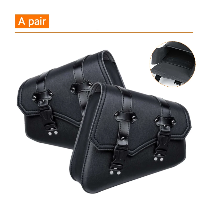 sacs de selle de moto universels, sac à outils en cuir pu avec porte bouteille d'eau, sac à bagages café racer étanche pour cruiser personnalisé