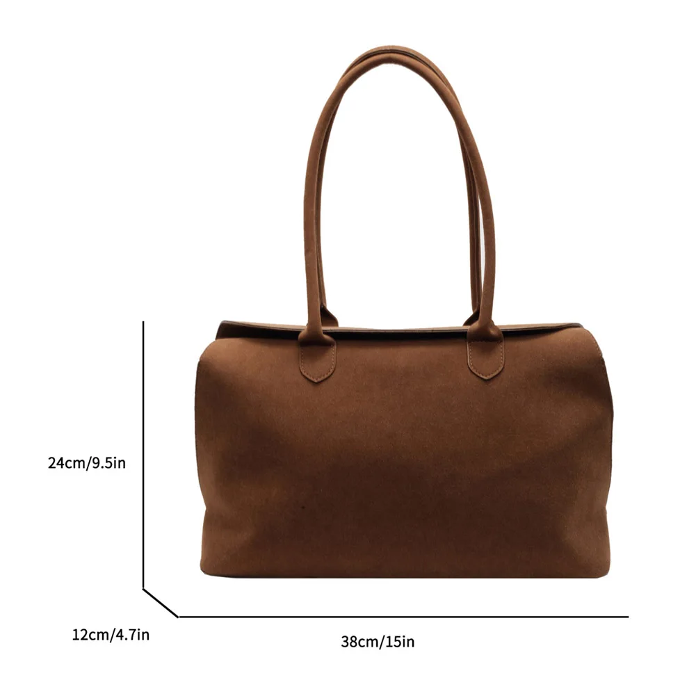 sac à bandoulière pour femmes et hommes avec poche intérieure, sac à main rétro en daim de couleur unie, sac sous les bras, sacoche de travail et de voyage