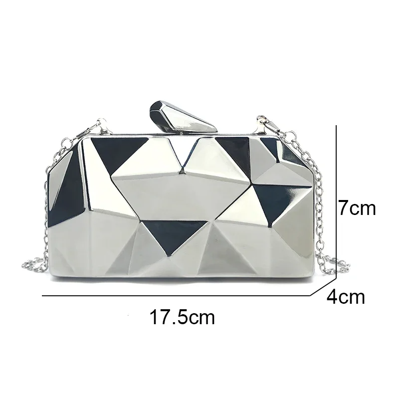 sac à main géométrique pour femme, mini sac à main de soirée, sac à bandoulière initié, pochette de boîte en or, pocommuniste à la mode, 2024