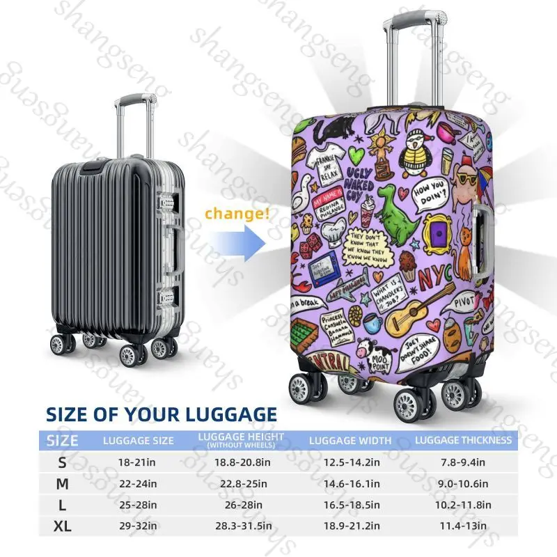 housse de protection élastique pour bagages, série télévisée friends, moments emblématiques, combinaison à fermeture éclair pour sac de 18 à 32 pouces, housses de valise, chariot de voyage