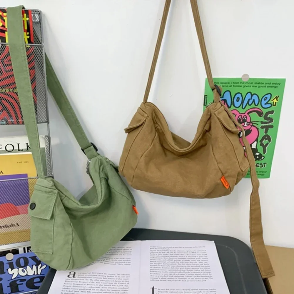 hobo sac en toile souple pour femme, sac en tissu souple, sac à bandoulière pour étudiant, livre scolaire de taille moyenne, poudres pour ordinateur portable, sac latéral messenger, y2k
