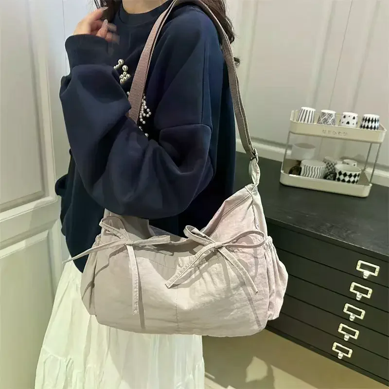 sac fourre tout plissé simple à la mode, sac à bandoulière léger et spacieux, sacs à bandoulière de banlieue pour femmes, cadeau