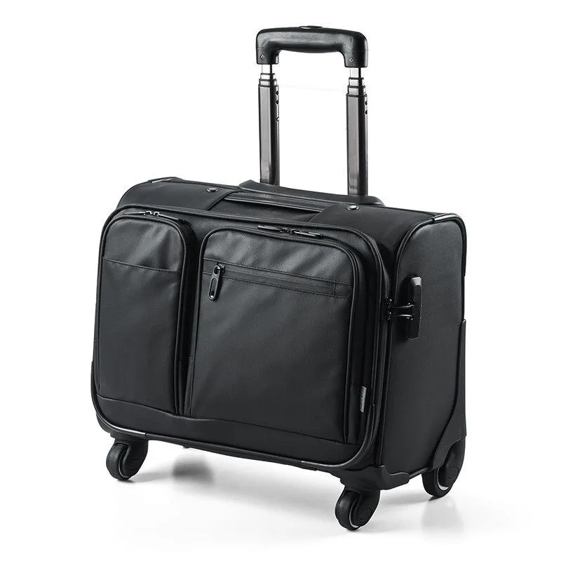 bagage roulant d'affaires pour hommes, sac de voyage à roulettes de 15.6 pouces, valise super étanche pour pilote