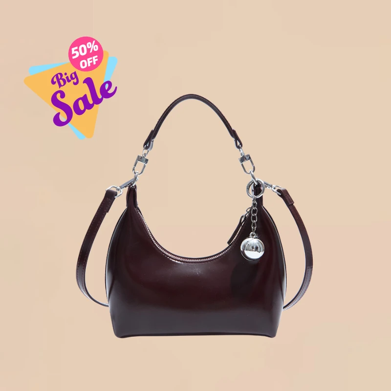 Sac Baguette d'inspiration rétro, sac à main Chic en cuir demi-lune structuré de styliste pour femmes, sac à main et à bandoulière multi-voies avec fermeture éclair