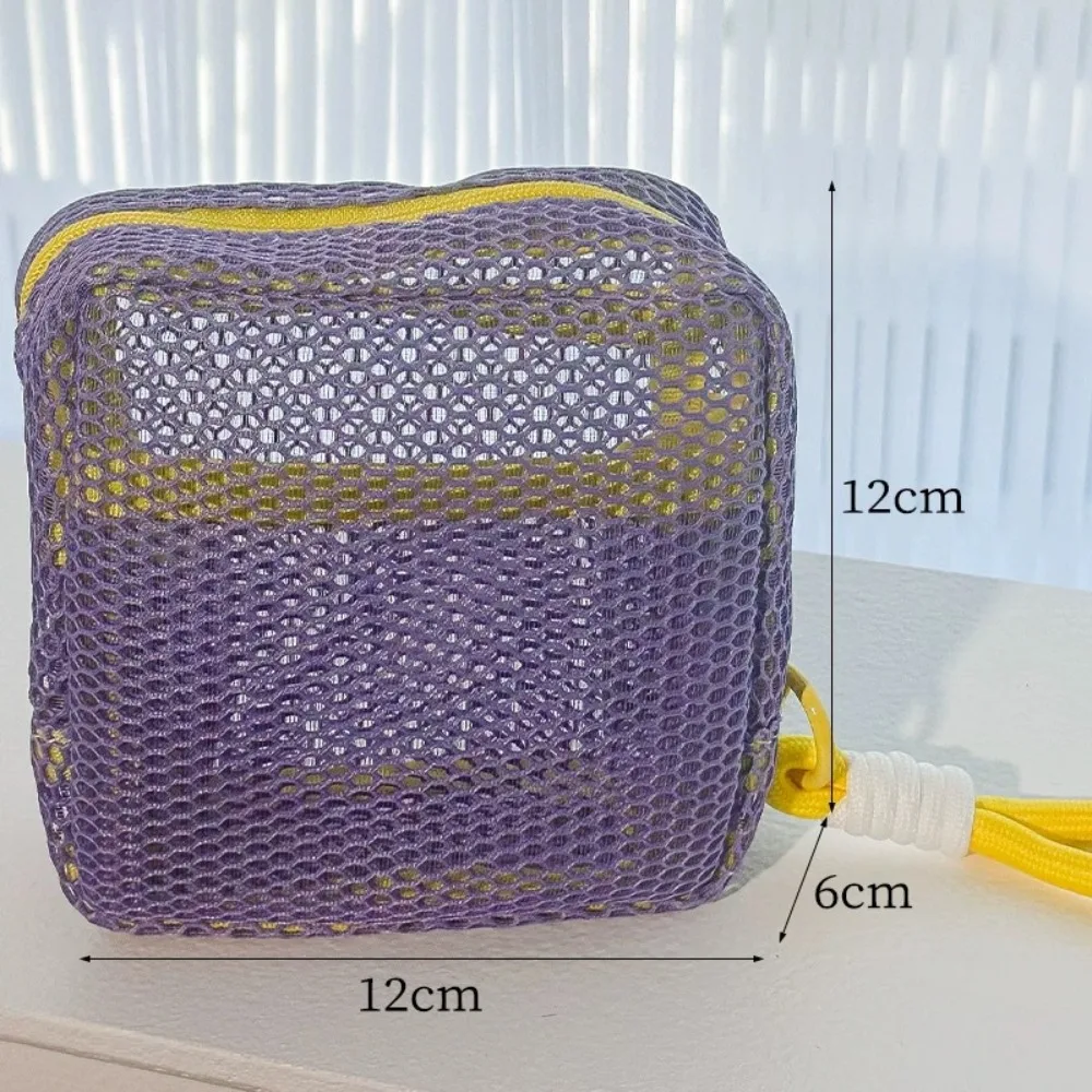 sac à cosmétiques carré en maille, organisateur de maquillage portable avec fermeture éclair, pochette de toilette de voyage polyvalente, trousse de toilette de voyage