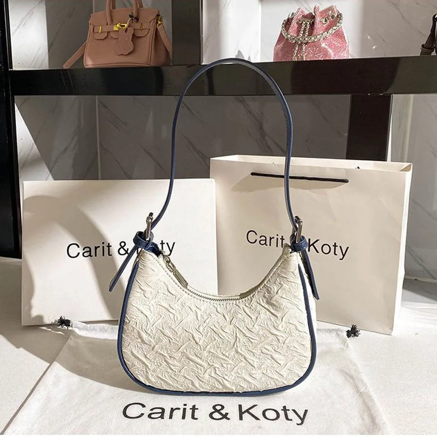 sac plissé populaire de cette année pour femme, design original, sens avancé, niche d'été, sac en forme de croissant, sac sous les bras, sac à bandoulière
