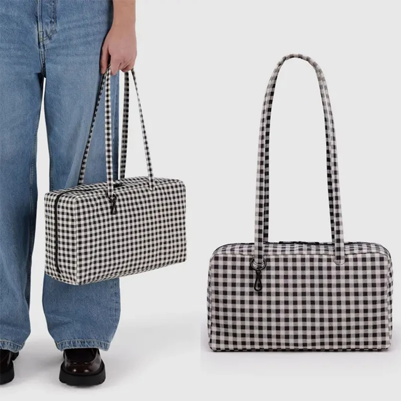 Sac à bandoulière carré Simple de grande capacité, sac à main en Nylon à carreaux, sac de voyage en toile Durable, sac de rangement à usage quotidien