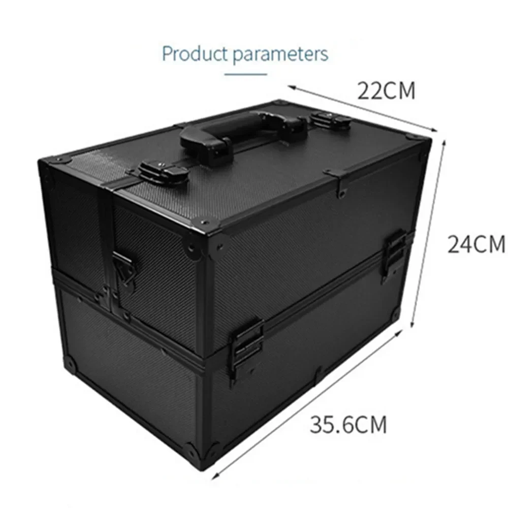 valise de maquilleur professionnel, trousse de vanité en alliage d'aluminium, boîte de rangement de cosmétiques, fourre tout de manucure, sac à main de voyage à 3 étages