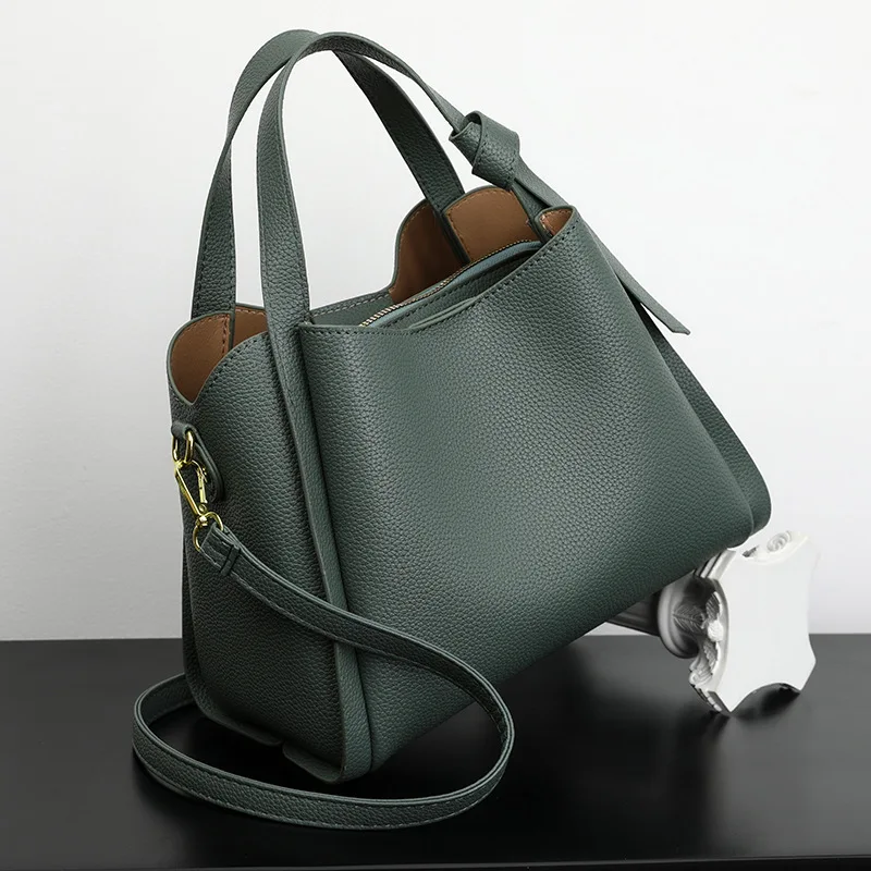 sac à main pour femme en cuir souple 2025, sac à bandoulière élégant et polyvalent de style panier avec option bandoulière, fourre tout seau élégant.