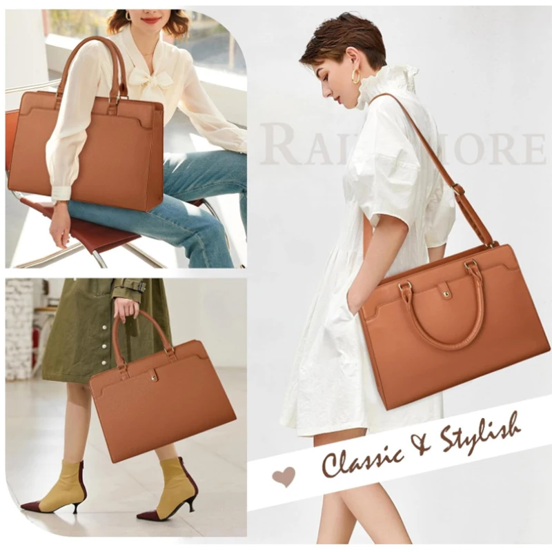 sac d'ordinateur portable de grande capacité pour femme, sac fourre tout pour ordinateur portable, sac de travail en cuir, étui à bombes étanche, sac d'ordinateur de bureau d'affaires, 15.6 pouces