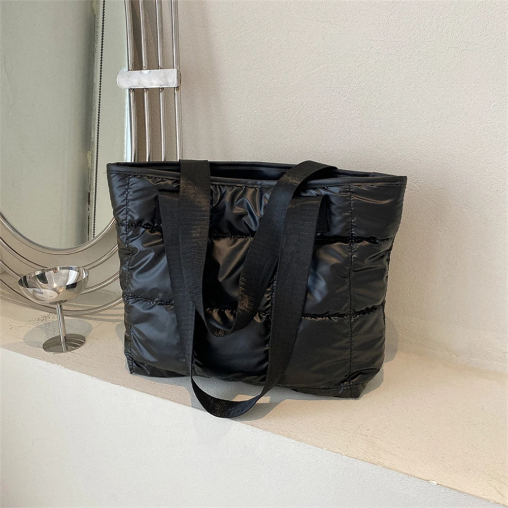 sac à main en coton rembourré de grande capacité pour femme, fourre tout, shopping, portable, matelassé, solide, voyage, loisirs, mode