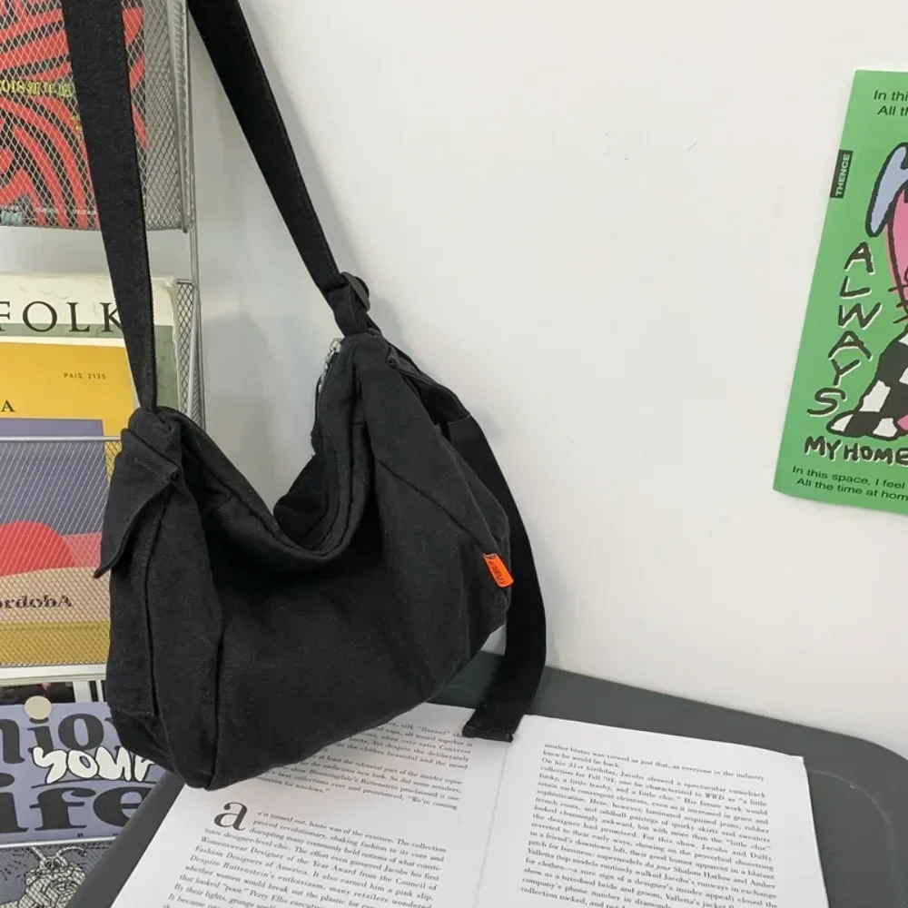hobo sac en toile souple pour femme, sac en tissu souple, sac à bandoulière pour étudiant, livre scolaire de taille moyenne, poudres pour ordinateur portable, sac latéral messenger, y2k