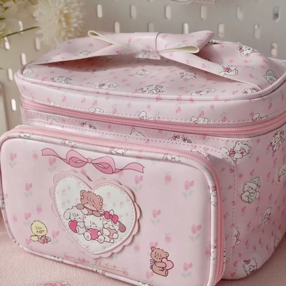 sac à main de grande capacité en cuir pu de forme carrée, trousse de maquillage, trousse de toilette portable, sac de détermination, mode
