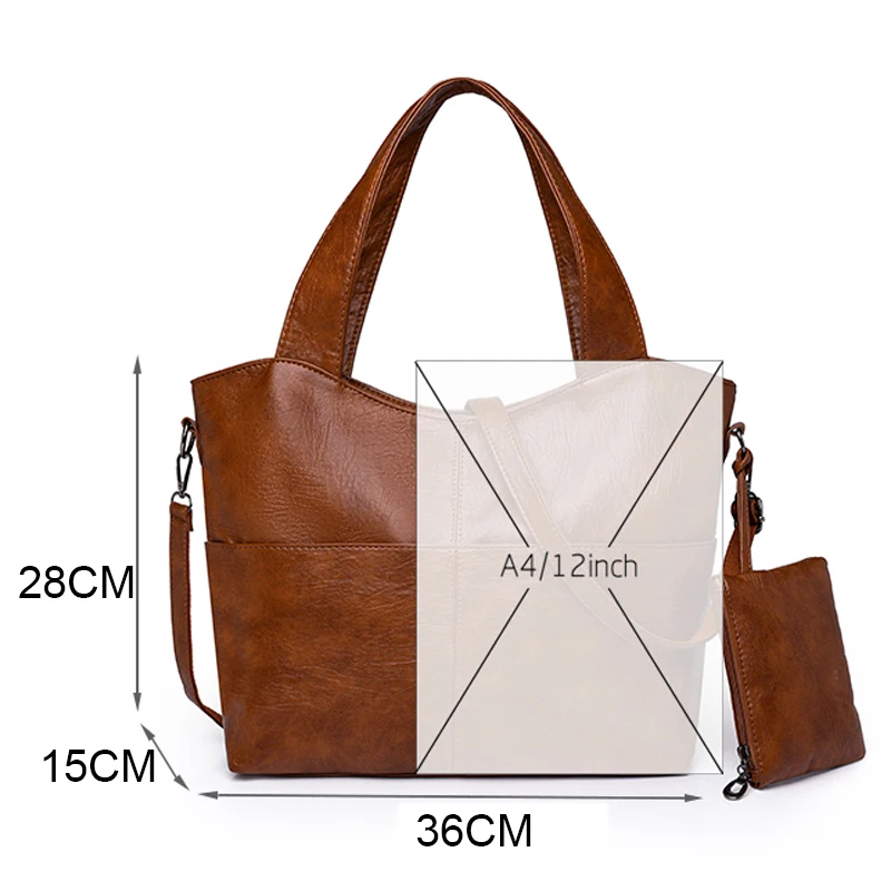 sac à main à bandoulière en cuir souple pour femme, grand sac hobo shopper noir solide, qualité document, fourre tout de voyage pour dame