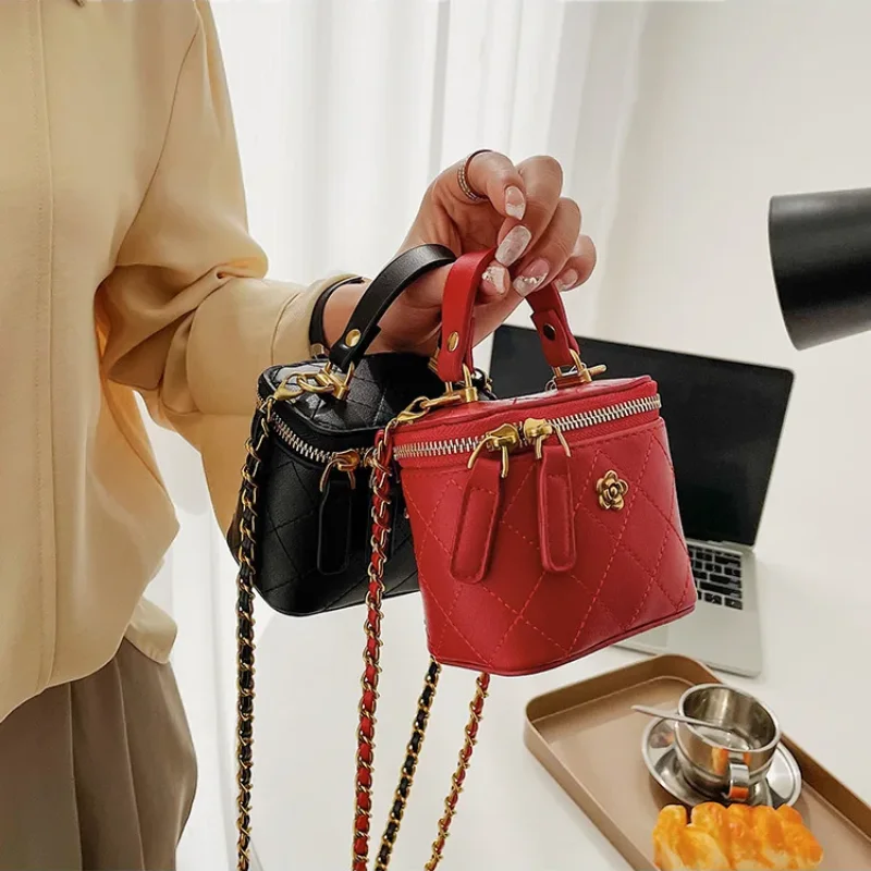 petit sac seau à bandoulière pour femmes, mini pochettes classiques, petit sac carré, sac à main avec chaîne en métal
