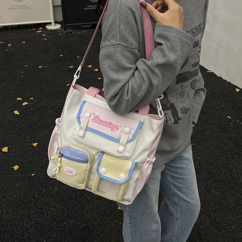 sac à bandoulière élégant pour filles, sac à poignée de transport de grande capacité pour écoliers, texture sacs simples pour voyage