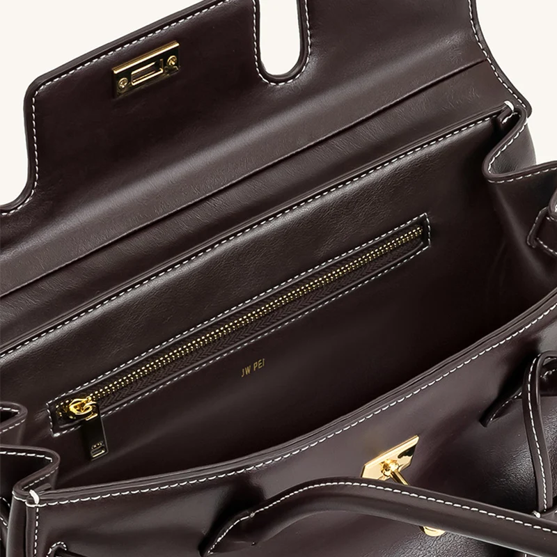 sac baguette à main en cuir véritable pour femme, sac à bandoulière et sous les bras, mallette de niche, automne/hiver 2025