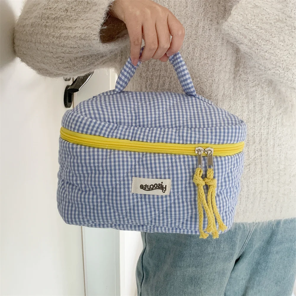 trousse de maquillage, sacs à cosmétiques pour femmes, ensemble de trousse de maquillage de voyage matelassée, trousse de toilette en coton mignonne, pochette de rangement pour sac à main