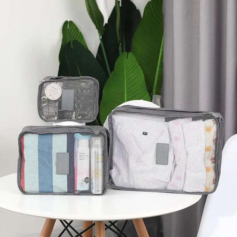 organisateur de voyage de grande taille 6 pièces, valise portable, sac de maquillage pour vêtements et chaussures, organisateur de bagages, sac de rangement de voyage