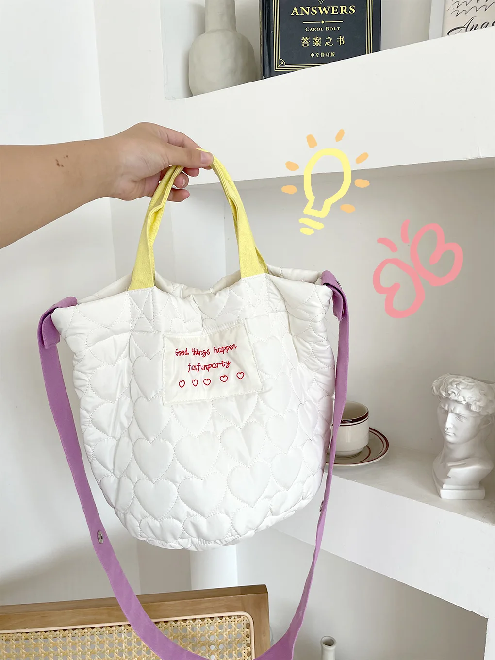 sac à main matelassé pour femme, sac à main love quilting, grande capacité, sac fourre tout pour femme, sacs à main de voyage rembourrés pour documents d'abonnés, e27