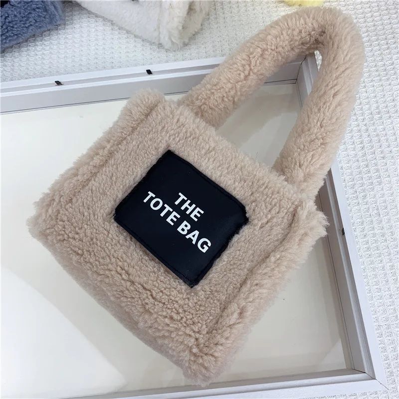 sac fourre tout en laine d'agneau pour femme, sac à main de luxe, sacs à bandoulière initiés, fourre tout à la mode, hiver