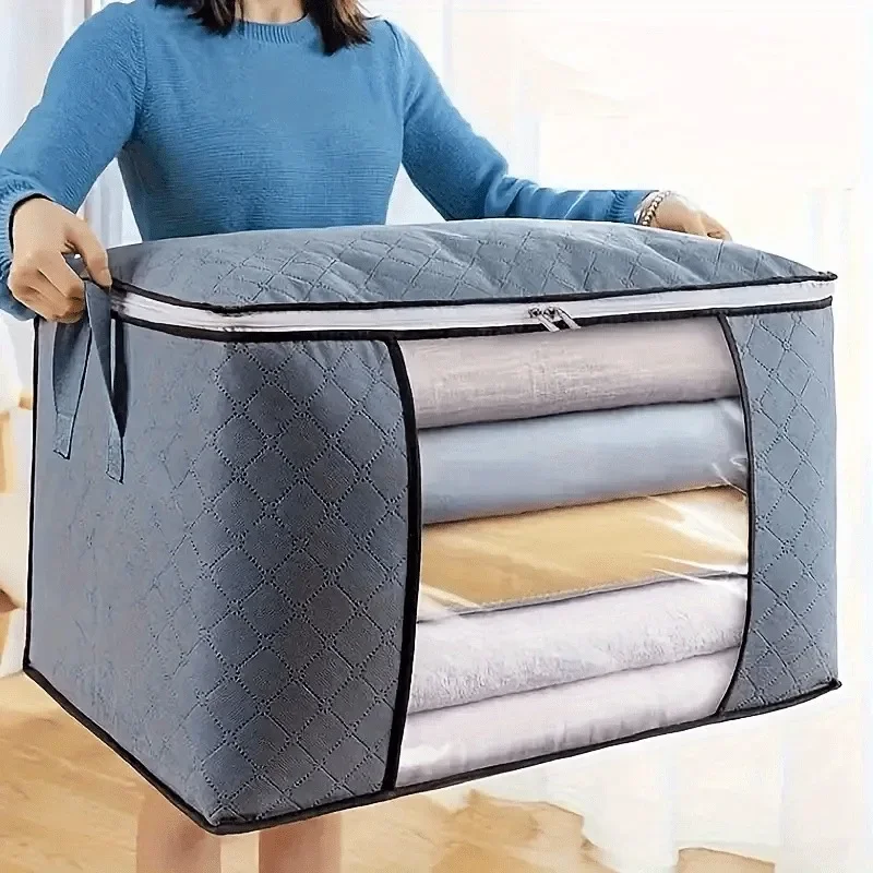 sac de rangement de couette non tissé, sacs de rangement de vêtements de grande capacité, pochette de rangement de placard, sacs de couette portables en coton anti-poussière, nouveau