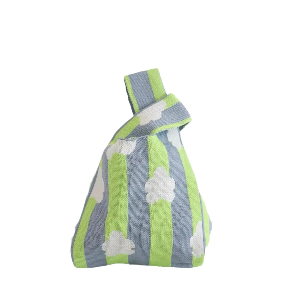 sac tricoté pour femmes, fourre tout portable pratique et exquis, sac de rangement portable, sacs seau cadeaux, sacs de poignet à nœud pour femmes